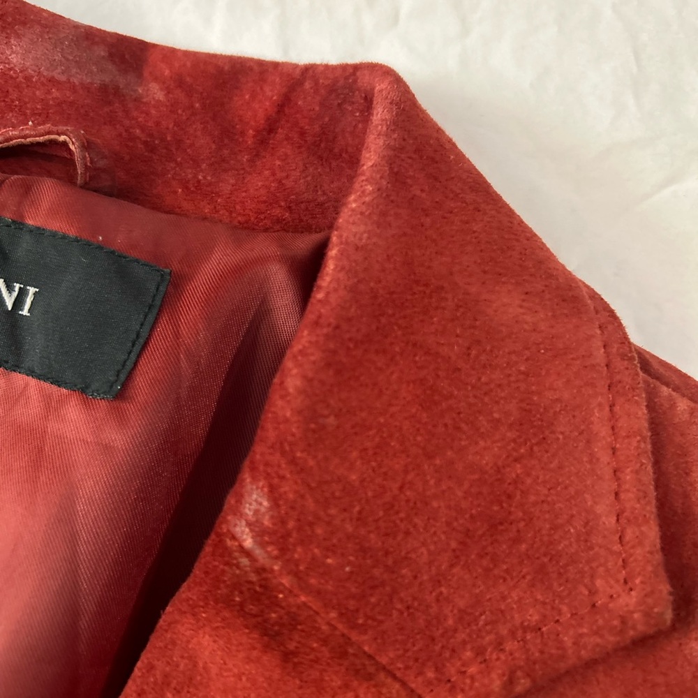VINTAGE Alfani Suede Leather Blazer Jacket Brick L - Picture 9 of 14